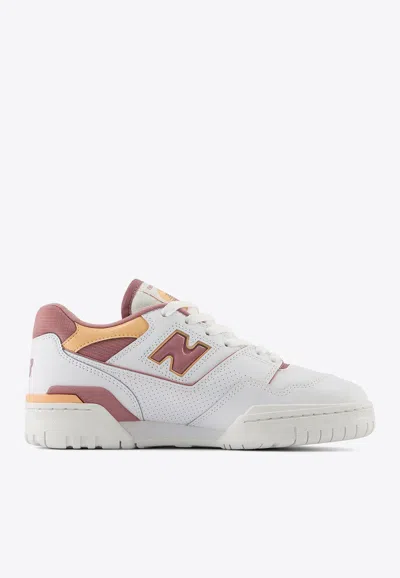 New Balance 550 Low-top Sneakers In White With Rosewood And Hazy Peach