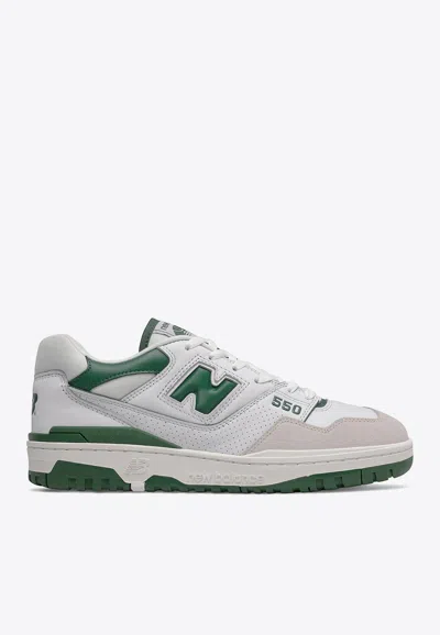 New Balance 550 Low-top Sneakers In White With Team Forest Green