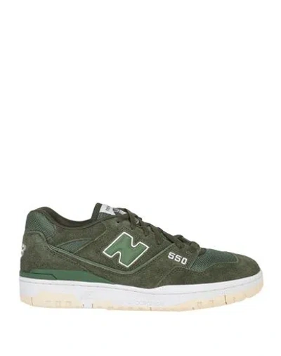 New Balance 550 Man Sneakers Military Green Size 9 Leather, Textile Fibers