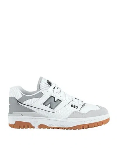 New Balance 550 Man Sneakers White Size 9 Leather, Textile Fibers In Gray