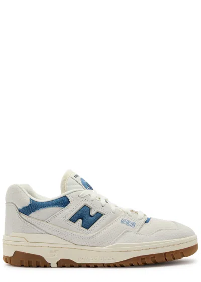New Balance 550 Panelled Brushed-suede And Denim Trainers