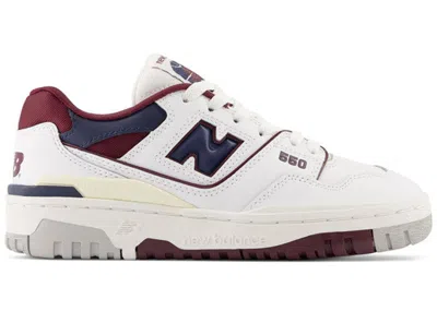 Pre-owned New Balance 550 Sneakers In White/burgundy/navy Blue