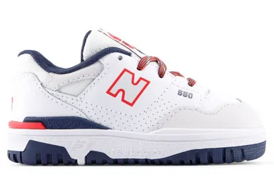 Pre-owned New Balance 550 Sneakers In White/true Red Navy Blue