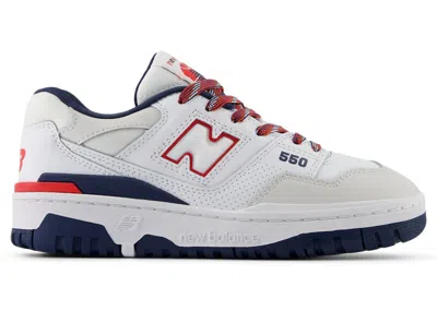 Pre-owned New Balance 550 Sneakers In White/true Red/navy Blue