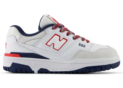 Pre-owned New Balance 550 Sneakers In White/true Red/navy Blue