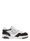 New Balance 550 White And Black Sneakers With Side Logo And Suede Inserts In Leather Boy In Multicolor