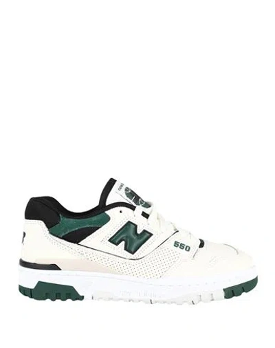New Balance 550 Woman Sneakers Cream Size 7.5 Soft Leather, Textile Fibers In White