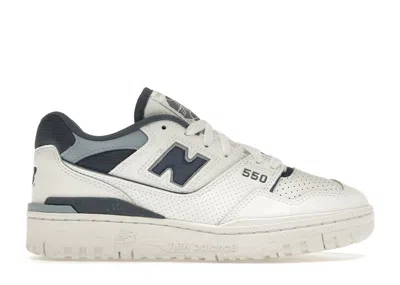 Pre-owned New Balance 550 (women's) Sneakers In White/vintage Indigo/light Arctic Grey