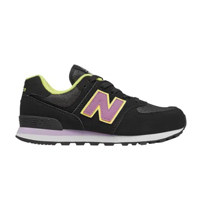 Pre-owned New Balance 574 Big Kid 'fashion Metallic - Black Dark Violet Glow' | Kid's Size 2.5