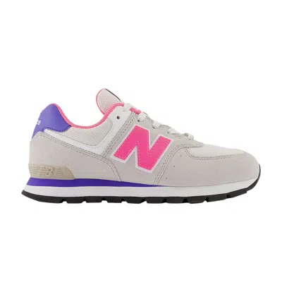 Pre-owned New Balance 574 Big Kid 'summer Fog Neon Pink' | Grey | Kid's Size 7