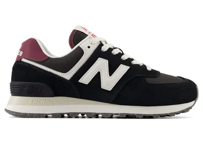 Pre-owned New Balance 574 Burgundy (women's) Sneakers In Black/white