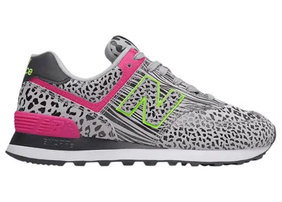 Pre-owned New Balance 574 Cheetah Print Grey (women's) Sneakers In Black/neo Mint