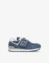 New Balance Vy 574 Classic: Evergreen Suede And Mesh Trainers 6-9 Years Eur 34.5 /2 Uk In Navy