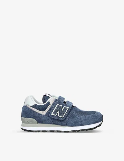 New Balance Kids' Vy 574 Classic: Evergreen Suede And Mesh Trainers 6-9 Years Eur 34.5 /2 Uk In Navy