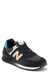New Balance 574 Classic Sneaker In Black/ Vibrant Sky