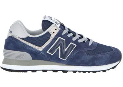 Pre-owned New Balance 574 Grey (women's) Sneakers In Navy Blue/white