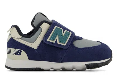 Pre-owned New Balance 574 Hook And Loop Navy Sneakers In Nb Navy Blue/slate Gray In Multi