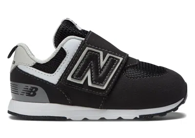 Pre-owned New Balance 574 Hook And Loop Sneakers In Black/silver Metallic