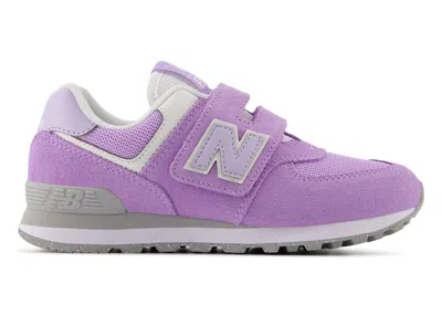 Pre-owned New Balance 574 Hook And Loop Sneakers In Lilac Glo/bright Lavender