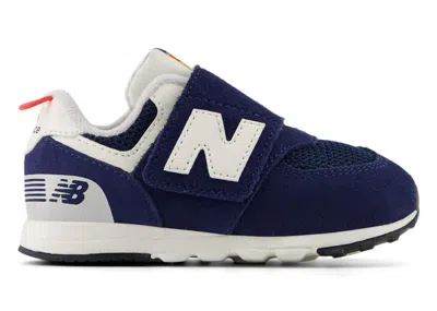 Pre-owned New Balance 574 Hook And Loop Sneakers In Nb Navy Blue/blast Red In Multi