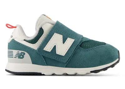 Pre-owned New Balance 574 Hook And Loop Sneakers In New Spruce/blast Red