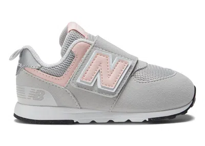 Pre-owned New Balance 574 Hook And Loop Sneakers In Rain Cloud/pink Haze In Multi