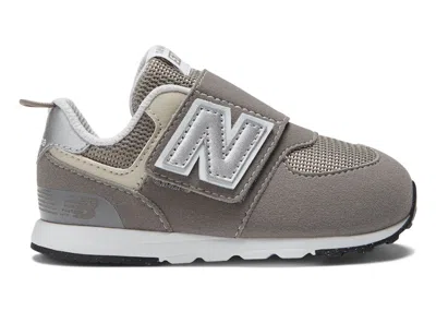 Pre-owned New Balance 574 Hook And Loop Sneakers In Rain Cloud/silver Metallic