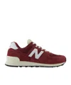 New Balance 574 Mens Leather Gym Running Shoes In Red