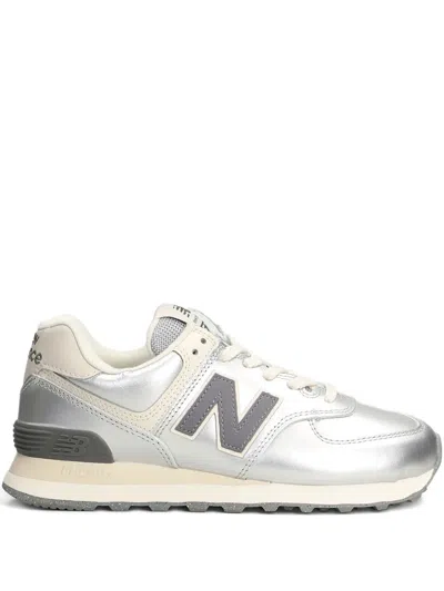 New Balance Woman Sneakers Silver Size 9 Leather In Multi