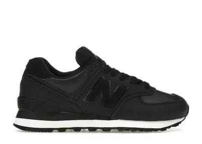 Pre-owned New Balance 574 Leather Midsole (women's) Sneakers In Black/white In Multi