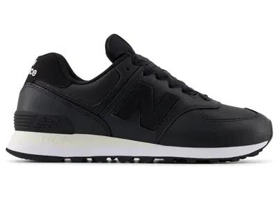 Pre-owned New Balance 574 Leather (women's) Sneakers In Black/white In Multi