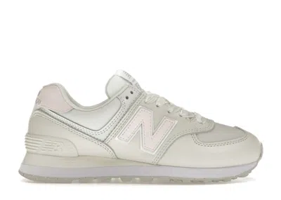 Pre-owned New Balance 574 Leather (women's) Sneakers In Cream/pink In Multi