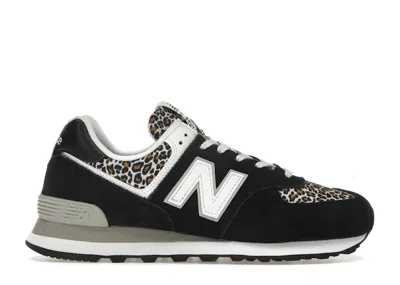 Pre-owned New Balance 574 Leopard Print (women's) Sneakers In Black/beige