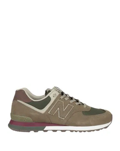 New Balance 574 Man Sneakers Military Green Size 8.5 Leather, Textile Fibers