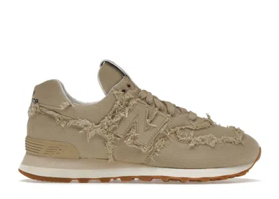 Pre-owned New Balance 574 Miu Miu Denim (women's) Sneakers In Colonial Beige/white/gum