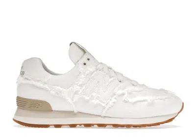 Pre-owned New Balance 574 Miu Miu Denim (women's) Sneakers In White/tan/gum