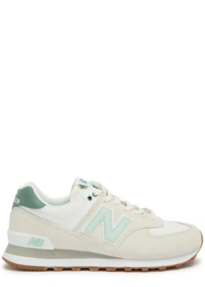 New Balance 574 Panelled Brushed Suede Sneakers In Gray