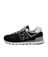 New Balance 574 Leather-trimmed Suede And Mesh Sneakers In Black