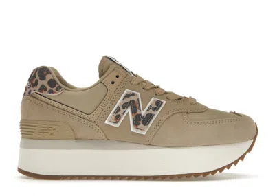 Pre-owned New Balance 574 Plus Animal Print (women's) Sneakers In Incense/moonbeam/sea Salt In Multi