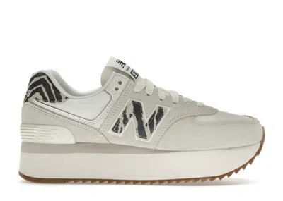 Pre-owned New Balance 574 Plus Animal Print (women's) Sneakers In Sea Salt/moonbeam In Multi