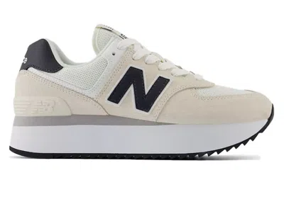 Pre-owned New Balance 574 Plus (women's) Sneakers In Linen/sea Salt/phantom