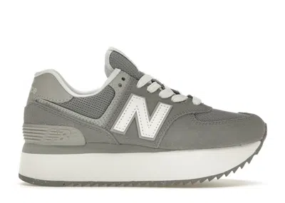 Pre-owned New Balance 574 Plus (women's) Sneakers In Shadow Grey/rain Cloud/white