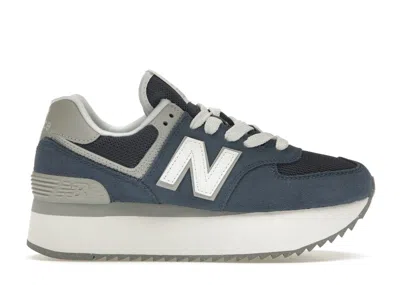 Pre-owned New Balance 574 Plus (women's) Sneakers In Vintage Indigo/rain Cloud/white