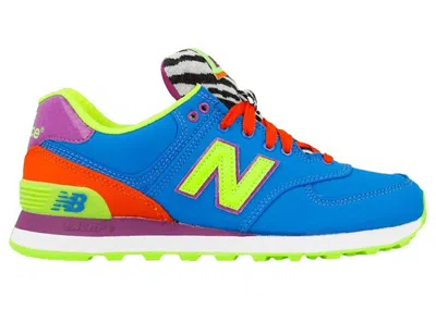 Pre-owned New Balance 574 Pop Safari Blue (women's) Sneakers In Neon Blue/lime/berry