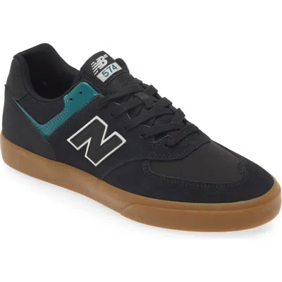 New Balance 574 Skate Sneaker In Black/teal