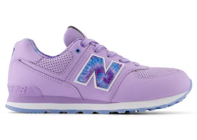 Pre-owned New Balance 574 Tiedye Sneakers In Lilac Glo/electric Sky Blue