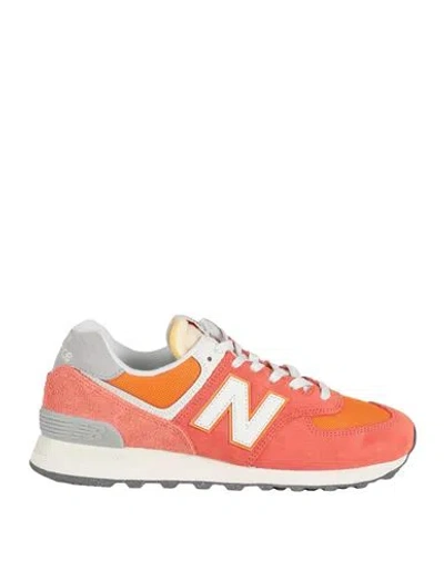 New Balance 574 Woman Sneakers Orange Size 7 Leather, Textile Fibers