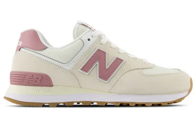 Pre-owned New Balance 574 (women's) Sneakers In Beige/white/pink In Multi