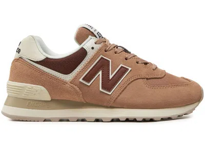 Pre-owned New Balance 574 (women's) Sneakers In Flat Taupe/rich Oak/turtledove