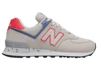 Pre-owned New Balance 574 (women's) Sneakers In Raw Silk/vivid Coral